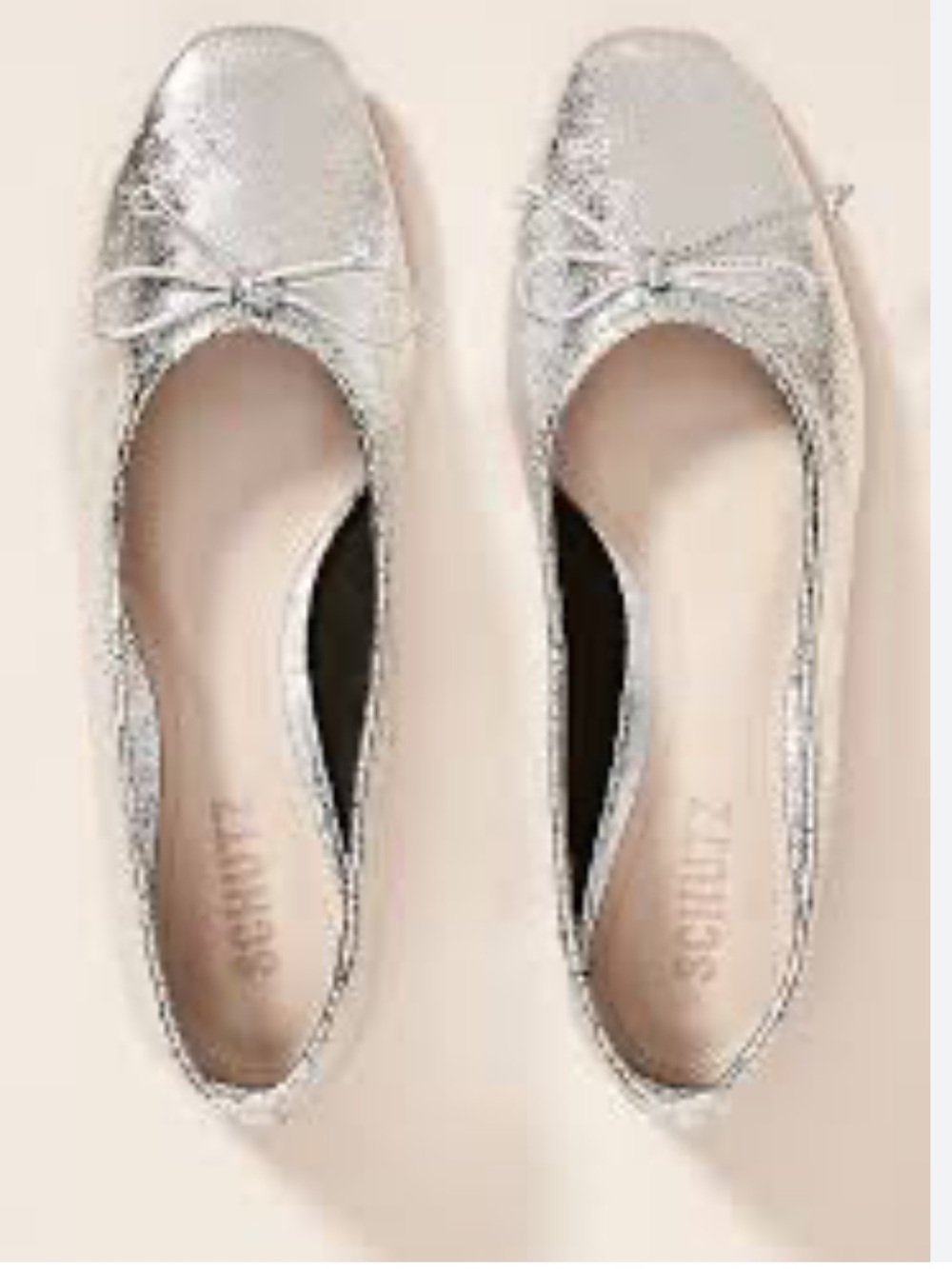 Schutz crackle silver metallic leather ballet flats Anthropologie size 7 fit 8